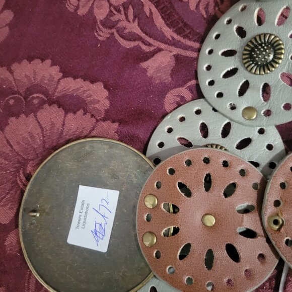 Concho Leather Gray Bronze Buckle Belt - Picture 3 of 3